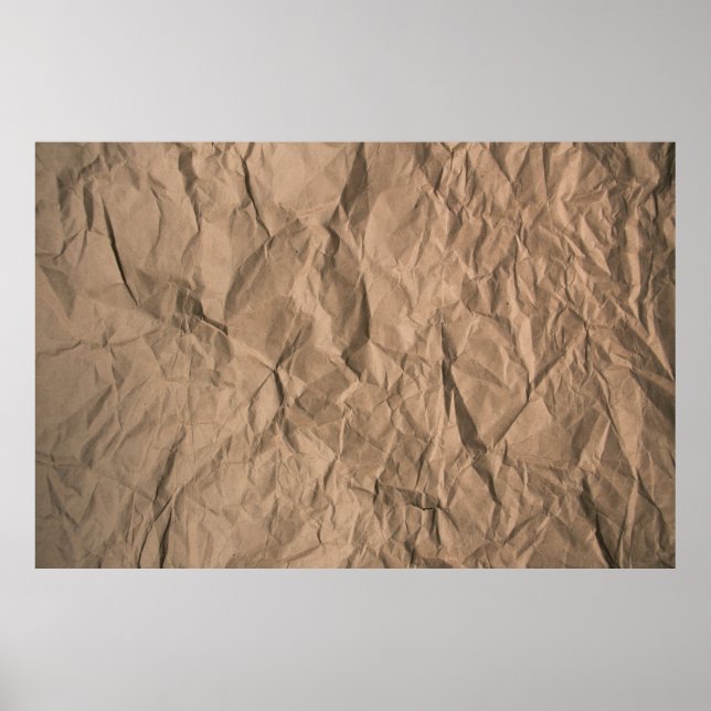 Brown rough crumpled recycled paper texture poster (Front)