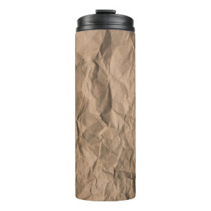 Brown rough crumpled recycled paper texture thermal tumbler
