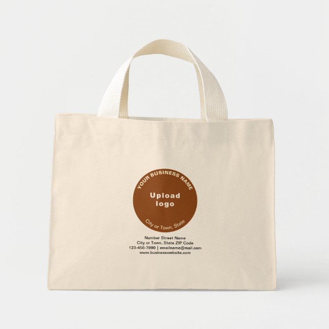 Brown Round Shape Business Brand on Mini Tote Bag (Front)