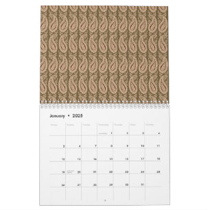 Brown rug featuring a detailed motif pattern with calendar