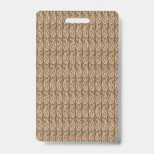 Brown rug featuring a detailed motif pattern with ID badge