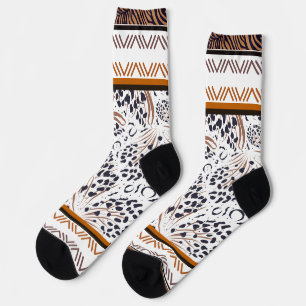 Brown, Rust, Black Animal Prints Graphics  Socks