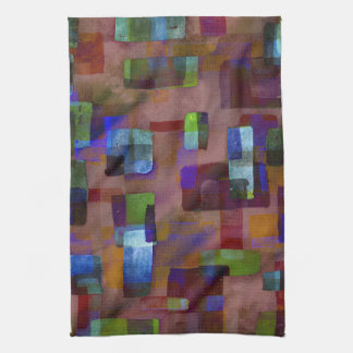 Brown Rust Blue Green Tea Towel