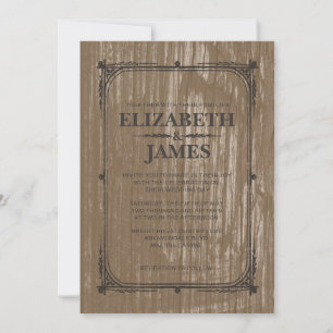 Brown Rustic Barn Wood Wedding Invitations