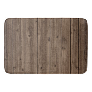 Brown Rustic Beautiful Wood Texture Bath Mat