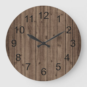 Brown Rustic Beautiful Wood Texture Large Clock