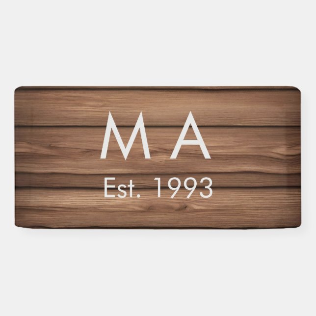 Brown rustic boho add name letter year date text banner (Horizontal)