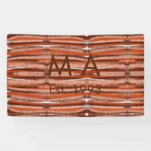 Brown rustic boho add name letter year date text banner