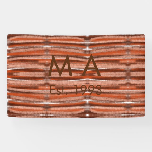 Brown rustic boho add name letter year date text banner (Horizontal)