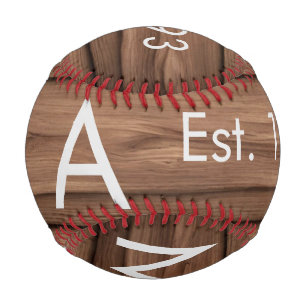 Brown rustic boho add name letter year date text baseball