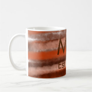 Brown rustic boho add name letter year date text coffee mug