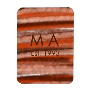 Brown rustic boho add name letter year date text magnet