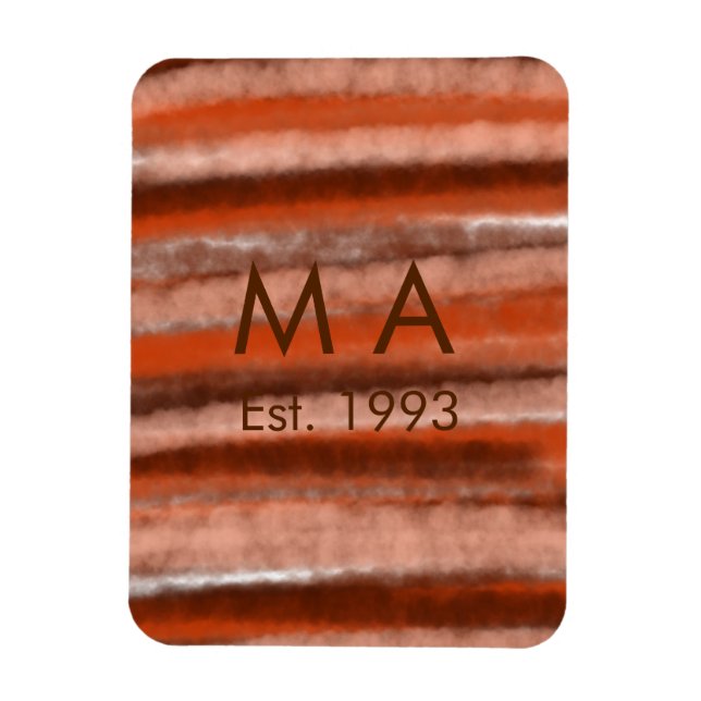 Brown rustic boho add name letter year date text magnet (Vertical)