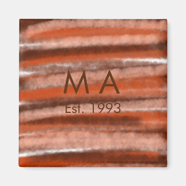 Brown rustic boho add name letter year date text magnet (Front)