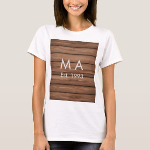 Brown rustic boho add name letter year date text T-Shirt