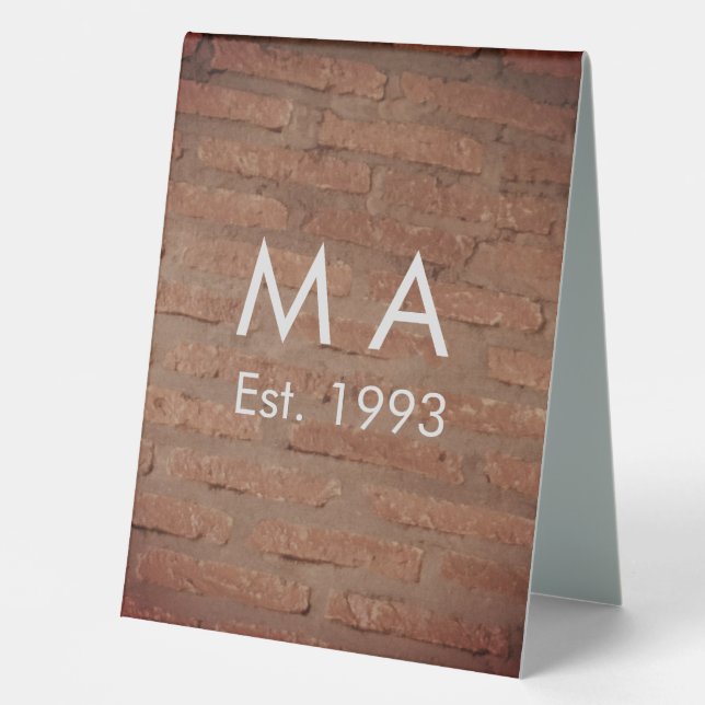 Brown rustic brick stone add name letter year date (Front)