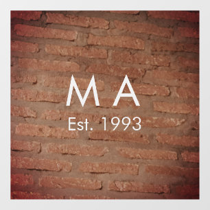 Brown rustic brick stone add name letter year date