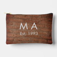 Brown rustic brick stone add name letter year date