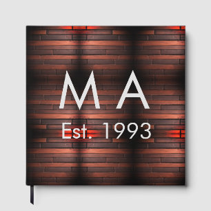 Brown rustic brick stone add name letter year date guest book