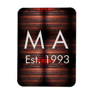 Brown rustic brick stone add name letter year date magnet