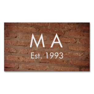 Brown rustic brick stone add name letter year date Magnetic business card
