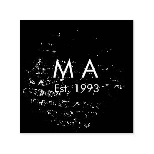 Brown rustic brick stone add name letter year date self-inking stamp