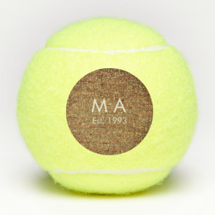 Brown rustic brick stone add name letter year date tennis balls