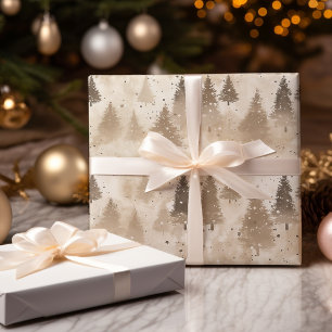 Brown Rustic Christmas Winter Pine Tree Wrapping Paper