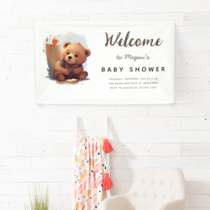 Brown Rustic Cub Bear Baby Shower Banner