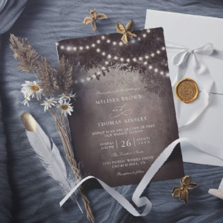 Brown Rustic Dreamy Budget QR Code Wedding Invitation