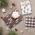 Brown Rustic Holiday Patterns Woods Trees Plaid Wrapping Paper Sheet<br><div class="desc">Rustic Christmas wrapping sheets with three matching patterns in white,  brown,  and black with a snowfall in the forest,  deer heads,  and plaid.</div>