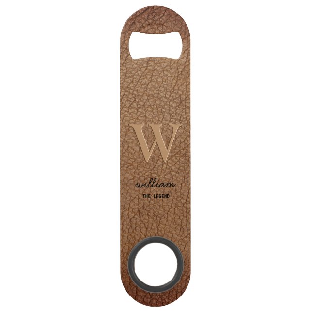 Brown rustic leather Monogram stylish script name (Front)