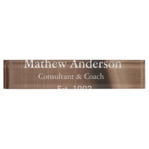 Brown rustic linen printed beige vintage add name  nameplate
