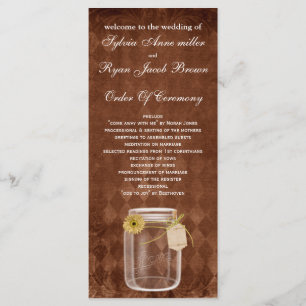 brown rustic mason jar  Wedding program