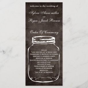 brown rustic mason jar Wedding program