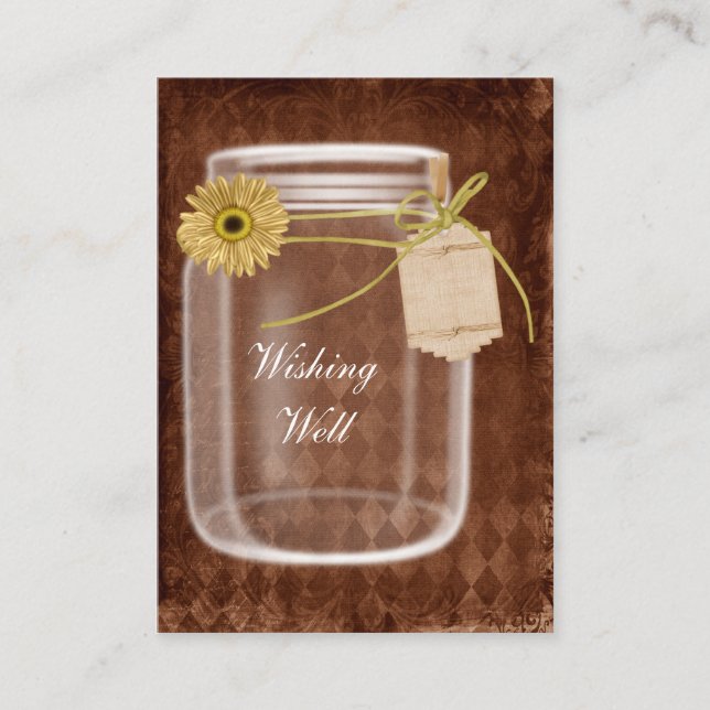 brown rustic mason jar wishing well cards (Front)