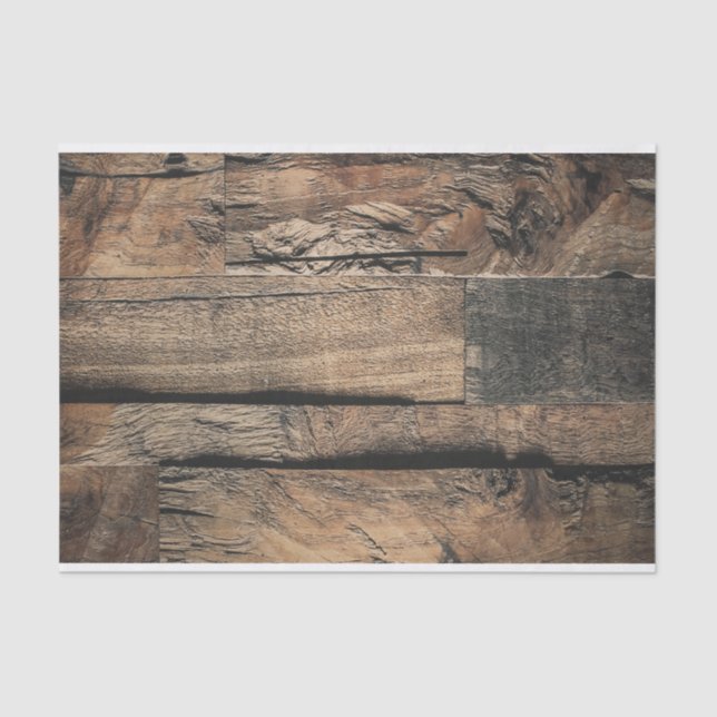Brown Rustic Old Wood Board Wedding Party Tissue Paper (Front)