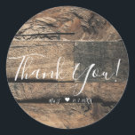 Brown Rustic Old Wood Board Wedding Save the Date Classic Round Sticker<br><div class="desc">Matching items available.</div>