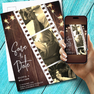 Brown Rustic Photo Booth Save the Date Wedding Announcement Postcard