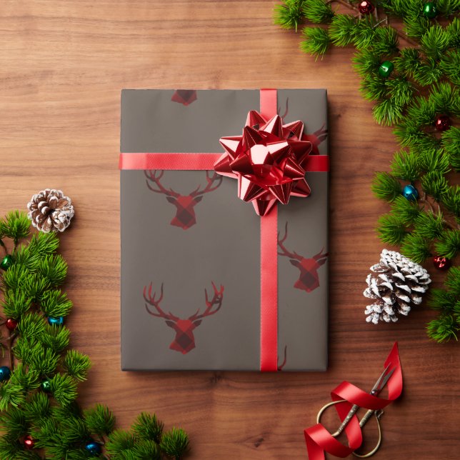 Brown rustic solid neutral gradient deer elk wrapping paper (Holiday Gift)
