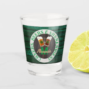 Brown Rustic Wood Cheers Beers Shenanigans   Shot Glass