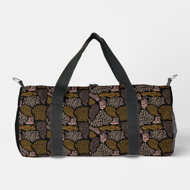Brown Safari Animal Print Duffle Bag (Front)