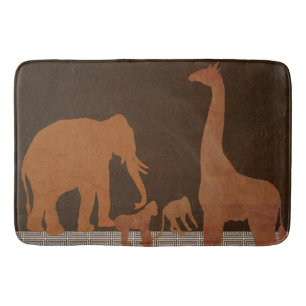 Brown Safari Jungle Zoo Animals Bath Mat