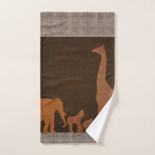 Brown Safari Jungle Zoo Animals Bath Towel Set