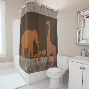 Brown Safari Jungle Zoo Animals Shower Curtain