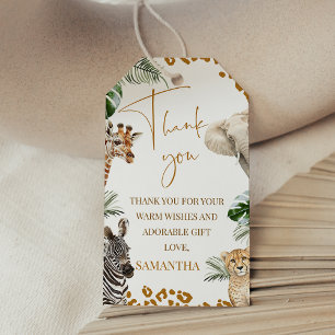 Brown Safari Wild One Baby Shower Thank You Card Gift Tags
