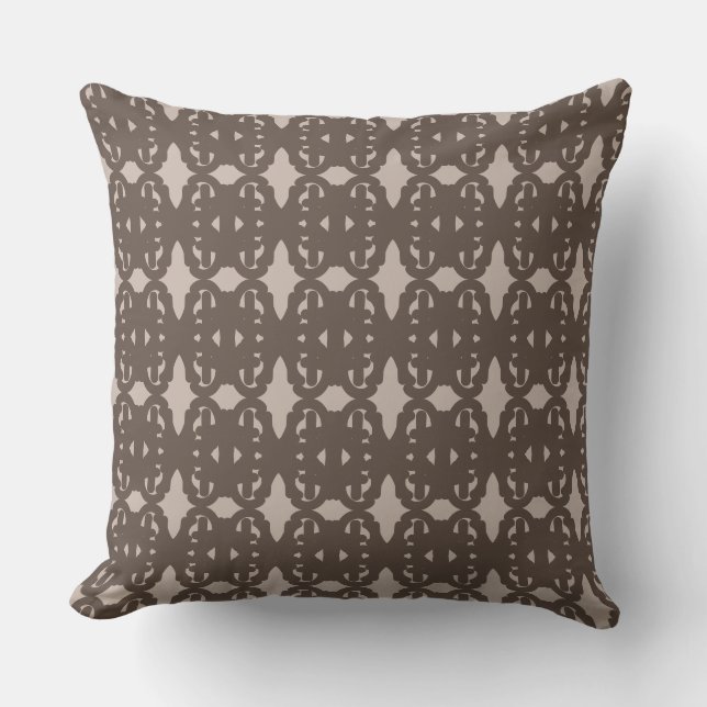 Brown & Sand Beige Mediterranean Look Pattern Cushion (Front)