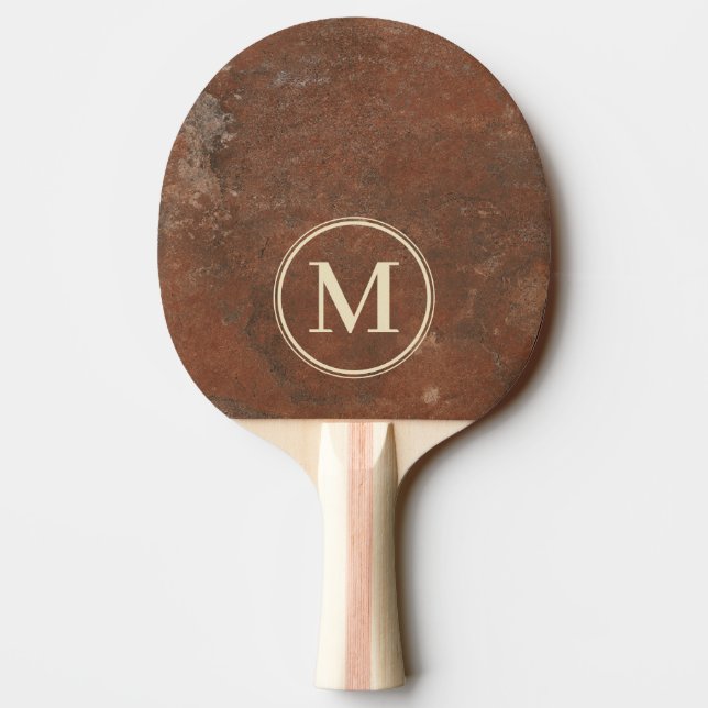 Brown Sand Stone Monogram Ping Pong Paddle (Back)