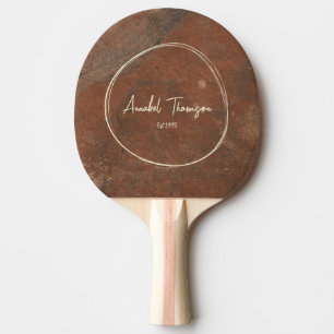 Brown Sand Stone Name in Drawn Circle  Ping Pong Paddle