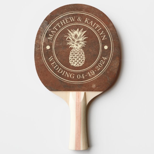 Brown Sand Stone Pineapple Wedding Names Ping Pong Paddle (Back)